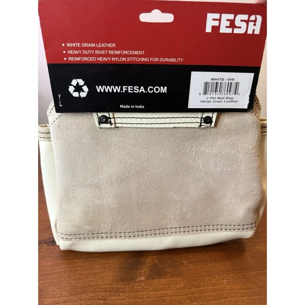 New FESA Pro Leather Nail Pouch 2 Pocket Top Grain Tool Belt 3